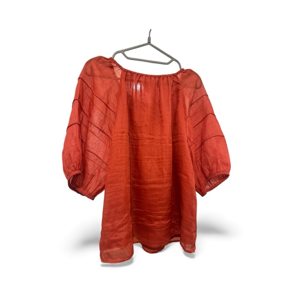 J. Crew Women's Puff-sleeve top in ramie | Red Sand - Picture 5 of 5